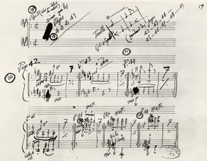 Manuscrito manuscrito de Parade, de Eric Alfred Leslie Satie (1866-1925), Francia de Erik Satie