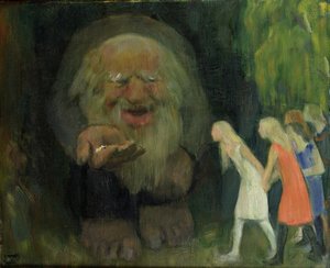 El troll atrajo a las chicas con oro (óleo sobre lienzo) de Erik Theodor Werenskiold