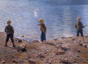 tres chicos en la playa de Erik Theodor Werenskiold