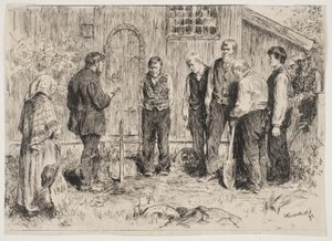 Un entierro pobre en una aldea noruega de Erik Theodor Werenskiold