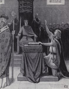 Harold Godwinson jurando un juramento sobre reliquias sagradas para apoyar la reclamación de Guillermo, Duque de Normandía, al trono inglés de Ernest (after) Board