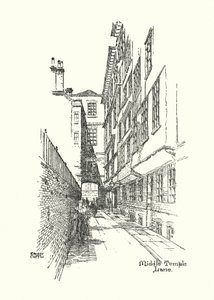Old London: Middle Temple Lane (litografía) de Ernest (after) Coffin