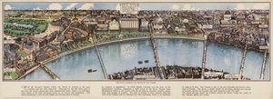 Plano a vista de pájaro del Hotel Savoy de Londres, c 1940. (litografía en color) de Ernest (after) Coffin