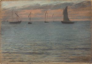 Un paisaje marino al atardecer de Ernest Ange Duez