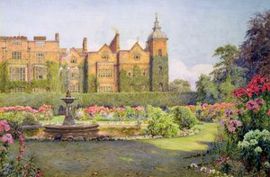 Frente Oeste y Jardines de Hatfield House, Herts de Ernest Arthur Rowe