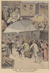 Trenes llevando pasajeros a las celebraciones del Día de la Bastilla de Ernest Auguste Bouard