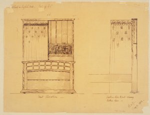 Diseño para una cama en roble inglés, 1902 de Ernest Barnsley