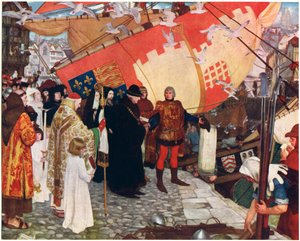 La partida de John y Sebastian Cabot de Bristol en 1497, c. 1900-1930 de Ernest Board