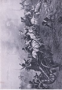 Captura de la batería francesa por el 52º Regimiento de Infantería Ligera de Oxfordshire en Waterloo 18 de junio de 1815, ilustración de British Battles on Land and Sea, 1915