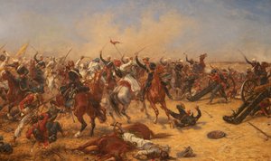 La batalla de Moodkee, 18 de diciembre de 1845, c.1890 (Óleo sobre lienzo)
