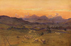 El valle del Ken, al atardecer (litografía en color) de Ernest Edward Briggs