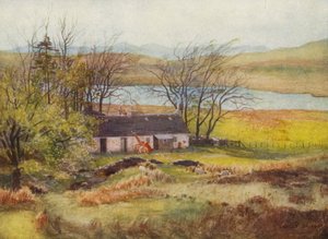 La cabaña del guarda en Loch Wee (litografía en color) de Ernest Edward Briggs