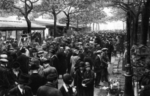 Vista general del mercado de aves, París, 1931