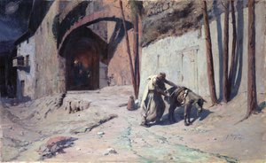 La huida a Egipto o, José poniendo una carga en su burro, 1894 de Ernest Georges Berges