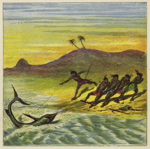 Cazando un tiburón de Ernest Henry Griset
