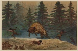 Cazando un bisonte, 1871 de Ernest Henry Griset