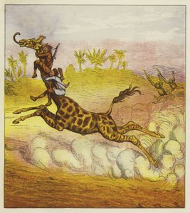Los Hermanos Valientes escapan de los gorilas montando una jirafa de Ernest Henry Griset