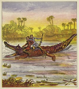 Los hermanos valientes viajando por el Nilo en cocodrilo de Ernest Henry Griset