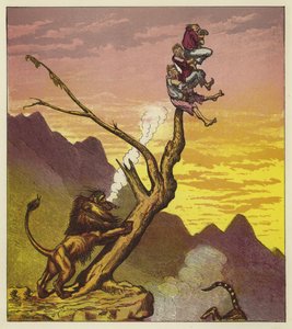 Los tres marineros escapan de un león trepando a un árbol de Ernest Henry Griset