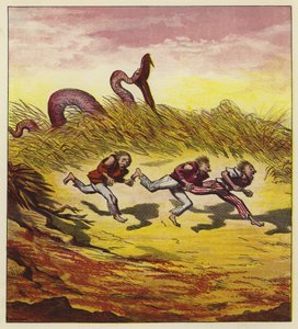 Los tres marineros huyendo de una serpiente gigante de Ernest Henry Griset