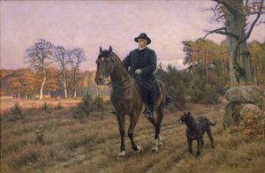 Bismarck a caballo con perro (impresión al óleo) de Ernest Henseler