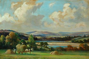 La siega del heno en Yorkshire (óleo sobre lienzo) de Ernest Higgins Rigg