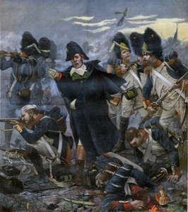 General Pierre Cambronne (1770-1842) junto a sus tropas en la Batalla de Waterloo - grabado después de Delahaye, Ernest Jean (1855-1921)