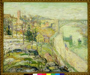 Puente de Washington, Nueva York, c.1915-25 (óleo sobre lienzo) de Ernest Lawson