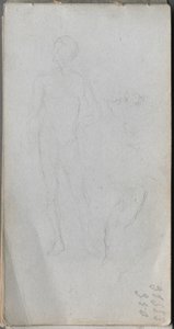 Cuaderno de bocetos, página 100: Figura desnuda, de perfil de Ernest Meissonier