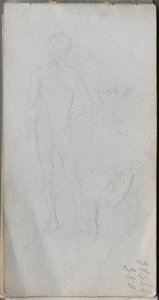 Cuaderno de bocetos, página 100: Figura desnuda, perfil de Jean Louis Ernest Meissonier