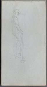 Cuaderno de bocetos, página 11: Figura de perfil de Ernest Meissonier