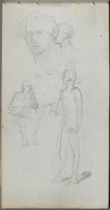 Cuaderno de bocetos, página 12: Figuras múltiples de Jean Louis Ernest Meissonier