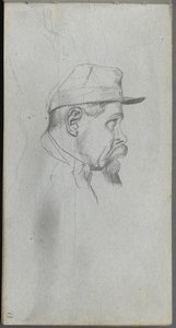 Cuaderno de bocetos, página 13: Busto de un hombre de perfil de Jean Louis Ernest Meissonier