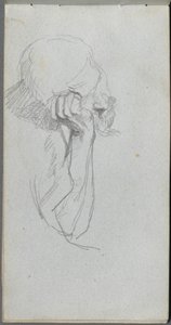 Cuaderno de bocetos, página 16: Figura melancólica de Ernest Meissonier