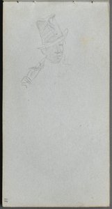 Cuaderno de bocetos, página 17: Busto de hombre con sombrero de copa de Ernest Meissonier