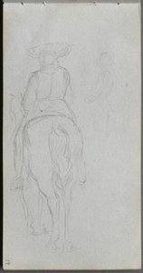 Cuaderno de bocetos, página 19: Estudio de una figura a caballo vista desde atrás de Ernest Meissonier
