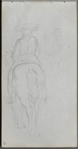 Cuaderno de bocetos, página 19: Estudio de una figura a caballo vista desde atrás de Jean Louis Ernest Meissonier