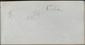 Cuaderno de bocetos, página 20: Estudio de animales de Jean Louis Ernest Meissonier