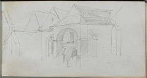 Cuaderno de bocetos, página 22: Estudio arquitectónico de Jean Louis Ernest Meissonier