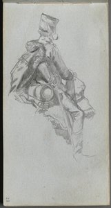 Cuaderno de bocetos, página 23: Soldado sentado de Ernest Meissonier