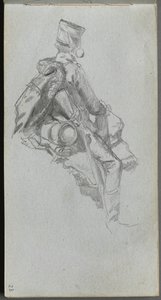 Cuaderno de bocetos, página 23: Soldado sentado de Jean Louis Ernest Meissonier