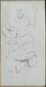 Cuaderno de bocetos, página 24: Figura masculina sentada de Jean Louis Ernest Meissonier