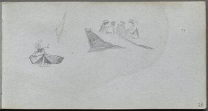 Cuaderno de bocetos, página 25: Estudios de Figuras en Barcos de Jean Louis Ernest Meissonier
