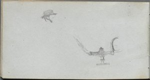 Cuaderno de bocetos, página 26: Estudio de una cabeza y una lámpara de Jean Louis Ernest Meissonier
