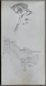 Sketchbook, page 27: Detail Study for " On a Terrace" and Landscape Study de Ernest Meissonier