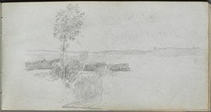Cuaderno de bocetos, página 28: Estudio de paisaje de Jean Louis Ernest Meissonier