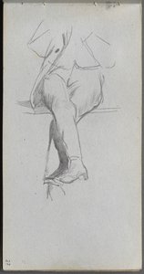 Cuaderno de bocetos, página 37: Estudio de figura, piernas cruzadas de Jean Louis Ernest Meissonier