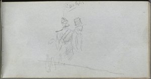 Sketchbook, page 38: Study of a Solider and Figure in Top Hat de Ernest Meissonier