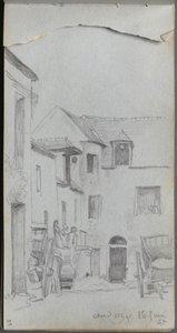 Cuaderno de bocetos, página 39: Escena callejera de Ernest Meissonier