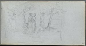 Cuaderno de bocetos, página 41: Figuras en un paisaje